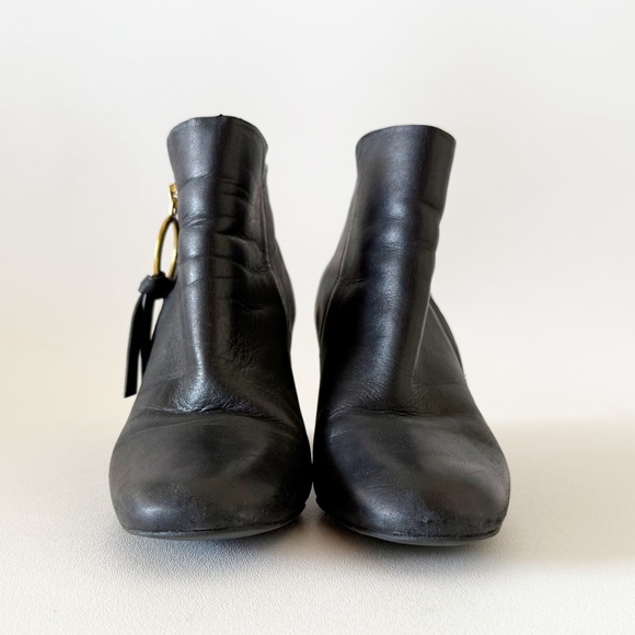 See By Chloe Boots Louise Ankle Leather Block Heel Casual Chic Minimal Black 7 - Picture 4 of 16